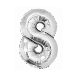 Balon foliowy Smart cyfra 8 srebrna 76cm Godan (CH-SSR8)