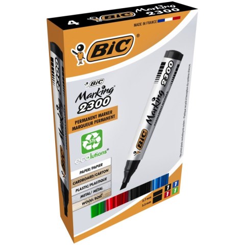 Marker permanentny Marking 2300 komplet 4 szt wkład mix 3,7-5,5mm ścięta końcówka Bic (8209222)