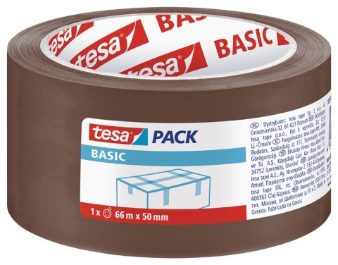 Taśma pakowa Tesa Basic 50x66 [mm x m] brązowa (58571-00000-00)