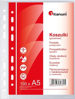 Koszulki na dokumenty Titanum A5 groszkowe 100 szt. typ U 40um