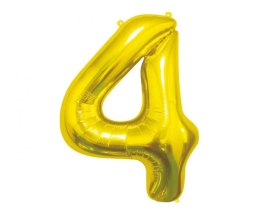 Balon foliowy Cyfra 4, złota, 85 cm 85cal Godan (BC-HZL4)