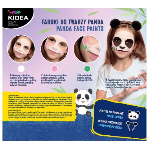 Farba do malowania twarzy kidea Zestaw z opaska panda 4 kolor. Derform (FDTZPAKA)