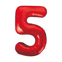 Balon foliowy cyfra 5 czerwona 85cm Godan (BCHCW5)