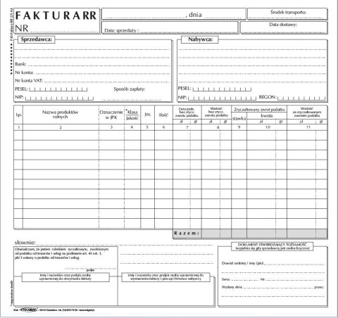 Druk offsetowy Stolgraf Faktura VAT RR 2/3 A4