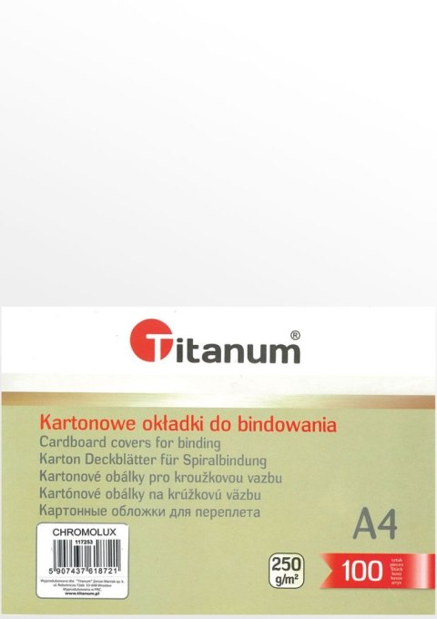 Karton do bindowania Titanum błyszczący - chromolux A4 biały 250g