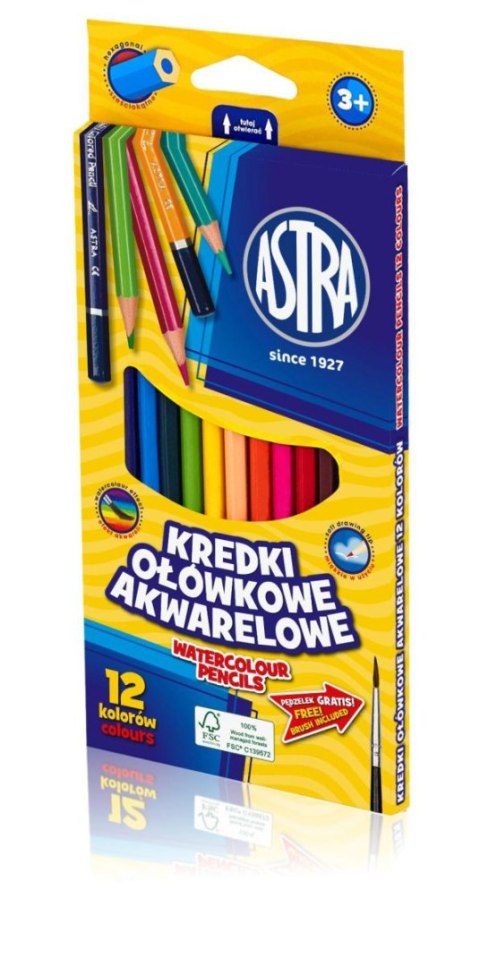 Kredki akwarelowe Astra 12 kol.