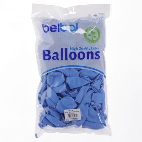 Balon gumowy Partydeco pastelowy 100 szt niebieski jasny 12cal