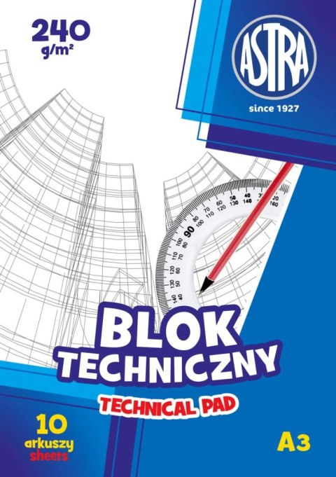 Blok techniczny Astra A3 biały 240g 10k