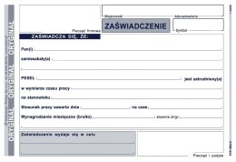 Druk samokopiujący Michalczyk i Prokop Zaświadczenie o zatrudnieniu A6 80k. (502-5)