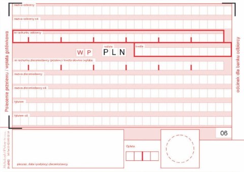 Druk samokopiujący A6 Polecenie przelewu / wpłata gotówkowa 80k. Michalczyk i Prokop (445-5M)