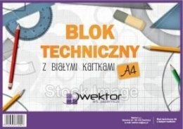 Blok techniczny Wektor A4 biały 160g 10k [mm:] 210x297