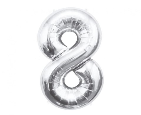 Balon foliowy Cyfra 8, srebrna, 85 cm 85cal Godan (BC-HSR8)