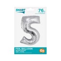 Balon foliowy Smart cyfra 5 srebrna 76cm Godan (CH-SSR5)