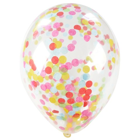Balon gumowy z kolorowym konfetti (5 szt.) transparentny 300mm Arpex (KB2688)