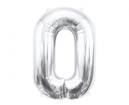 Balon foliowy Cyfra 0, srebrna, 85 cm 85cal Godan (BC-HSR0)