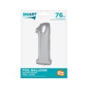Balon foliowy Smart cyfra 1 srebrna 76cm Godan (CH-SSR1)