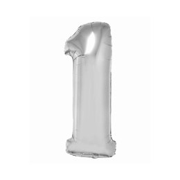 Balon foliowy Smart cyfra 1 srebrna 76cm Godan (CH-SSR1)