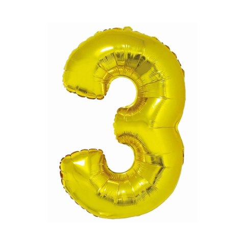 Balon foliowy Smart cyfra 3 złota 76cm Godan (CH-SZL3)